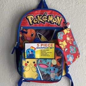 Pokemon Red and Blue Kids Backpack Set